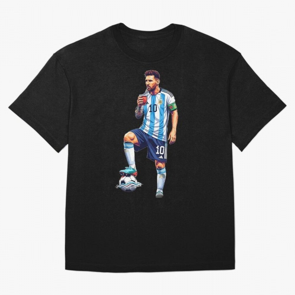 Messi in an illustrated style drinking mate ¨C The Goat Phone Case design Classic T-Shirt Refresh Match Day Hype around FIFA World Cup 2026 USA Canada Mexico, Messi, Spain and Netherlands, Football Festival Excitement, Trophy Ambitions, Country