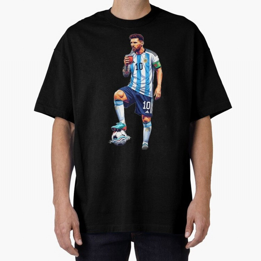 Messi in an illustrated style drinking mate ¨C The Goat Phone Case design Classic T-Shirt Refresh Match Day Hype around FIFA World Cup 2026 USA Canada Mexico, Messi, Spain and Netherlands, Football Festival Excitement, Trophy Ambitions, Country