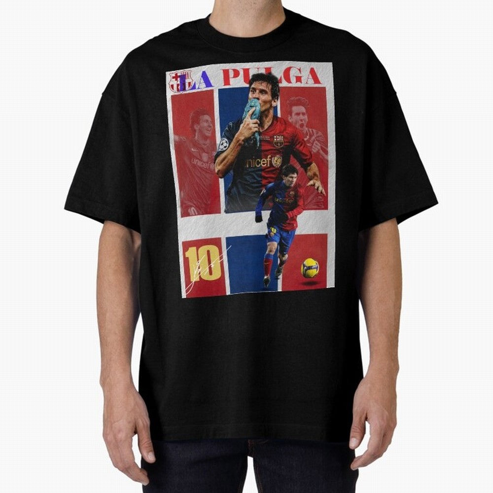 Lionel Messi 2009 UCL Barcelona Poster Oversized T-Shirt Bring Bold Fan Energy to Global Football Passion for FIFA World Cup 2026 USA Canada Mexico, Made for Mbappe and Neymar, Spain, Classic Soccer Heritage, Championship Pressure, Fan Loyalty and