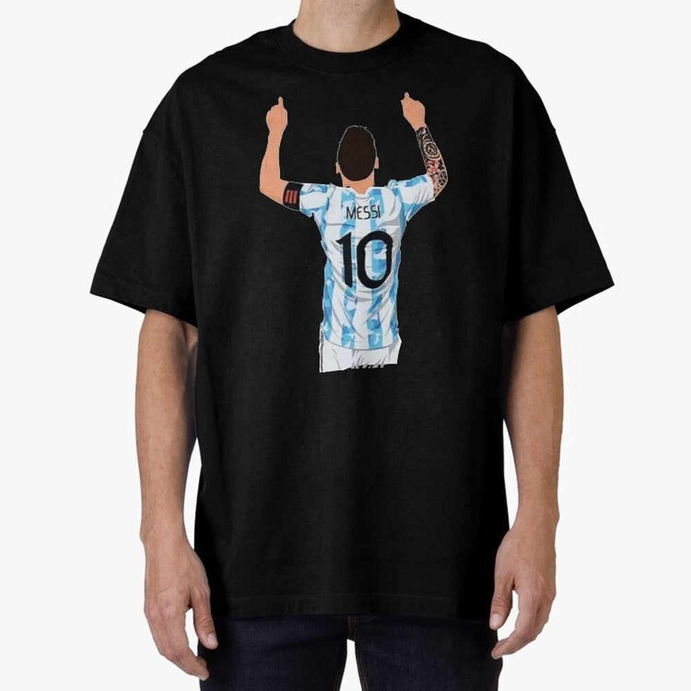 Lionel Messi Oversized T-Shirt Feel the FIFA World Cup 2026 Group Stage Journey through Messi and Cristiano Ronaldo Highlights, Argentina and Brazil Pride, Match Day Excitement, Supporter Culture, Golden Goals and Global Football Passion; Great for