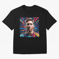 Lionel Messi Pop-Art Portrait Oversized T-Shirt Back Your Heroes with FIFA World Cup 2026 Inspired by Messi, CR7 and Mbappe, Portugal, Spain and Germany Energy, Global Supporter Spirit, Legendary Goals, National Colors and Tournament Celebration;