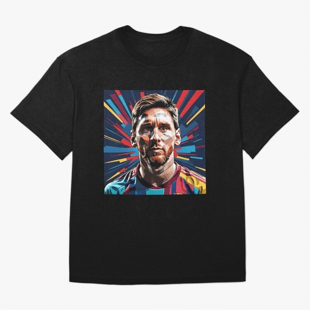 Lionel Messi Pop-Art Portrait Oversized T-Shirt Back Your Heroes with FIFA World Cup 2026 Inspired by Messi, CR7 and Mbappe, Portugal, Spain and Germany Energy, Global Supporter Spirit, Legendary Goals, National Colors and Tournament Celebration;