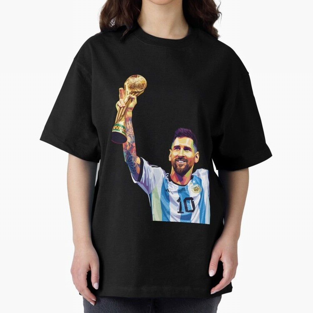 Messi wpap pop art Oversized T-Shirt Make Game Day About FIFA World Cup 2026 Group Stage Centered on Mbappe and Neymar, Spain Energy, Football Passion, Legendary Performances, Festival Vibes and Supporter Community; Made for Collectors Who Enjoy