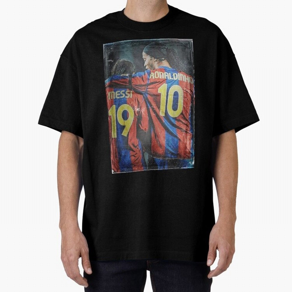Messi and Ronaldinho Oversized T-Shirt Live for the Drama of Global Football Passion for FIFA World Cup 2026 Group Stage, Capturing Neymar, Netherlands, Worldwide Fan Energy, Dramatic Goals, Stadium Lights and Championship Celebrations; Ideal for