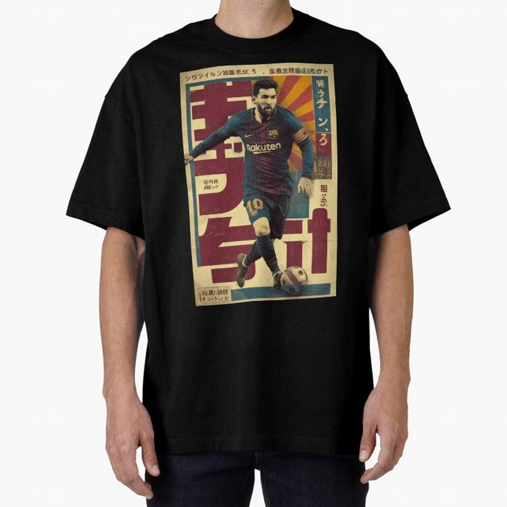 Retro 70's Japanese Messi Oversized T-Shirt Follow the Final Road of FIFA World Cup 2026 Spirit, Built around Argentina, France and Brazil, Mbappe, Stadium Memories, Football Loyalty, International Chants and Championship Tradition; Ideal for Fans