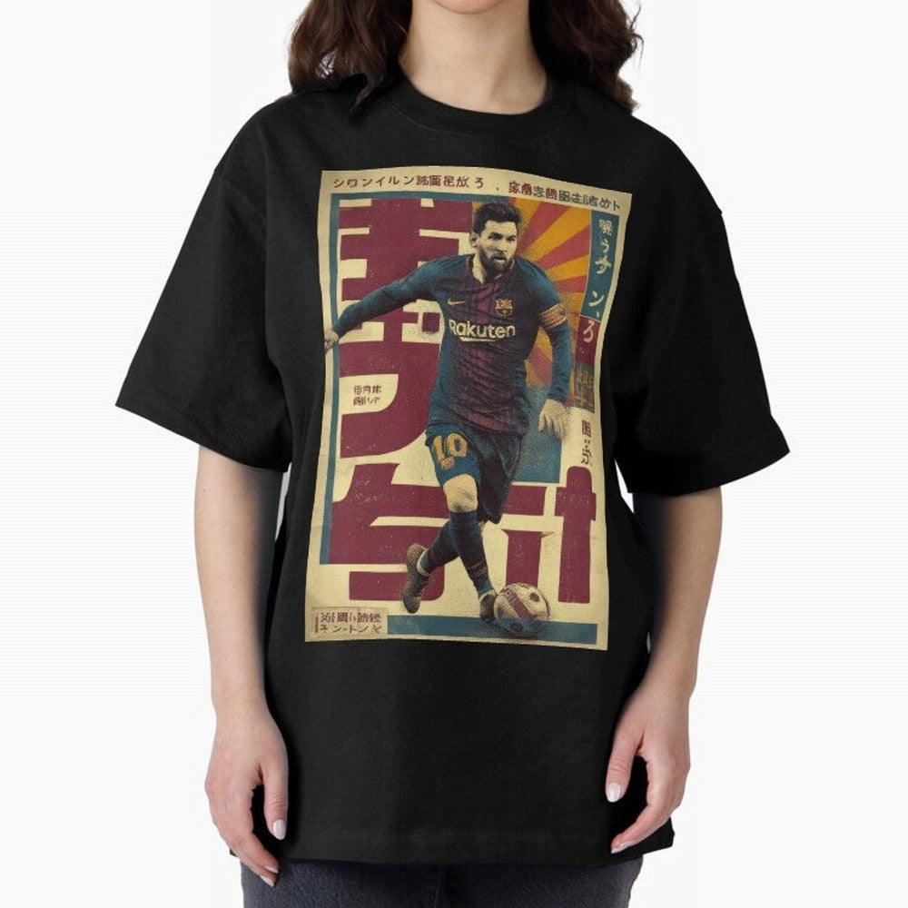 Retro 70's Japanese Messi Oversized T-Shirt Follow the Final Road of FIFA World Cup 2026 Spirit, Built around Argentina, France and Brazil, Mbappe, Stadium Memories, Football Loyalty, International Chants and Championship Tradition; Ideal for Fans