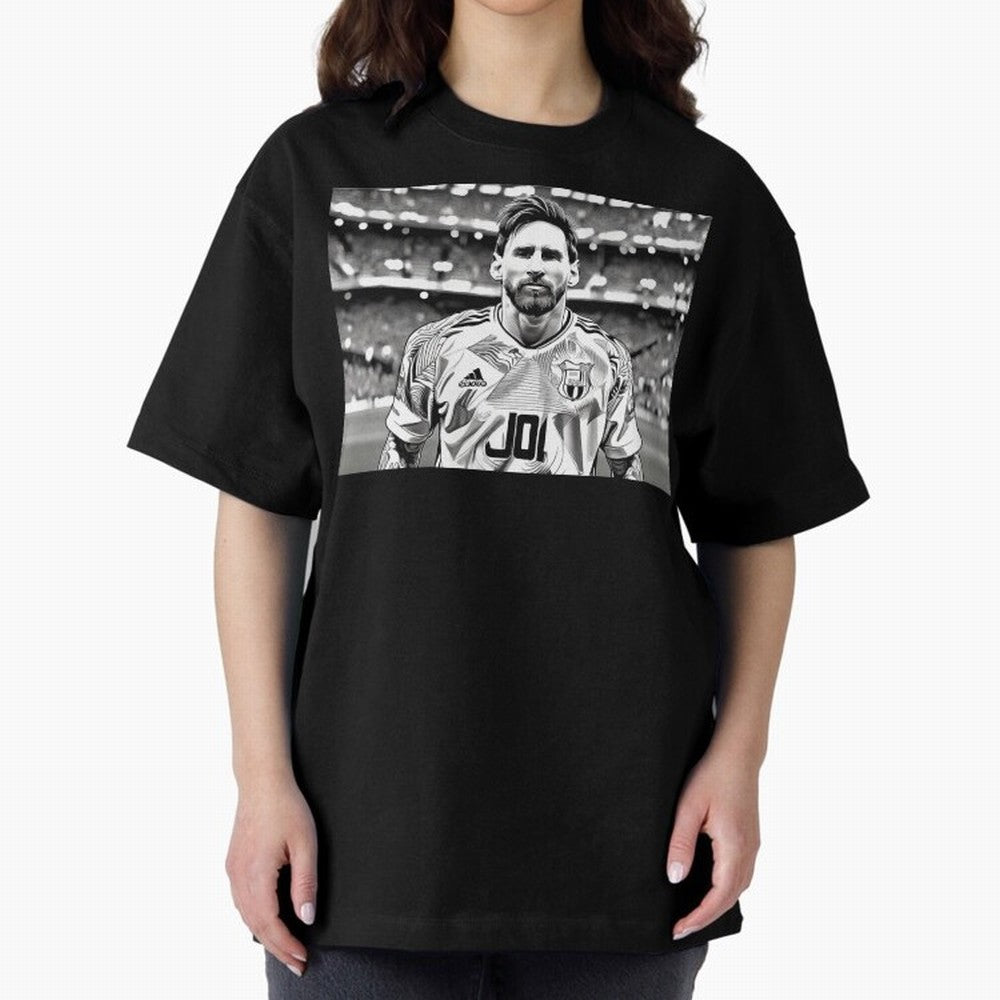 Messi Pop Art Portrait Oversized T-Shirt Make Your Look Match FIFA World Cup 2026 Group Stage Spirit, Filled with Portugal, Spain and Germany, Mbappe, Tournament Hype, Historic Matchups, Family Viewing Parties and Global Sports Pride; Created for