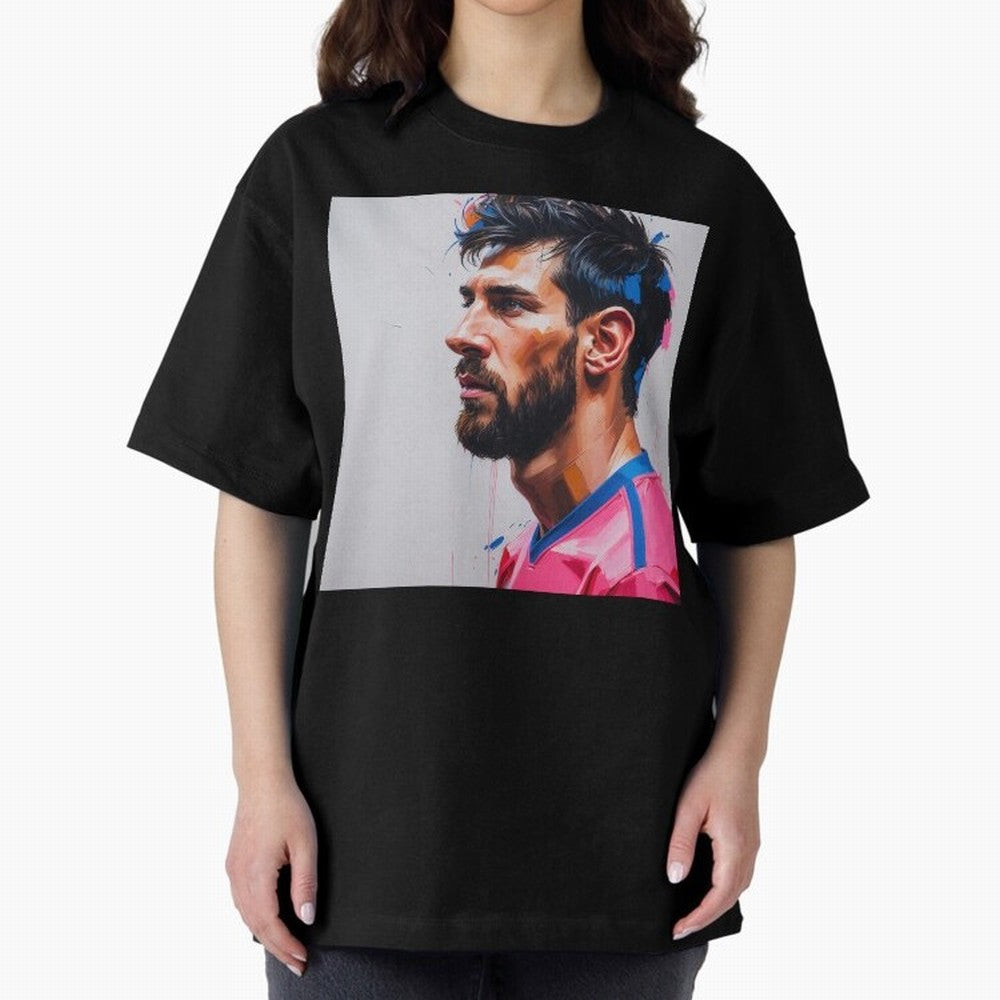 Vibrant Artistic Portrait of Lionel Messi (GOAT) - Digital painting (Version 5) Classic T-Shirt Carry the Dream of FIFA World Cup 2026 for Fans of Messi and France and Portugal, Bringing Retro Football Energy, Iconic Rivalries, Trophy Chase Drama