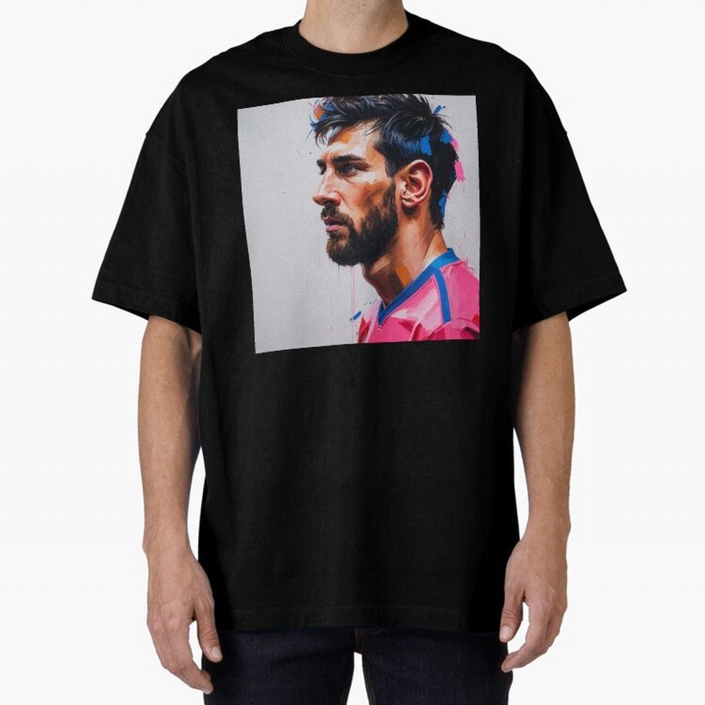 Vibrant Artistic Portrait of Lionel Messi (GOAT) - Digital painting (Version 5) Classic T-Shirt Carry the Dream of FIFA World Cup 2026 for Fans of Messi and France and Portugal, Bringing Retro Football Energy, Iconic Rivalries, Trophy Chase Drama