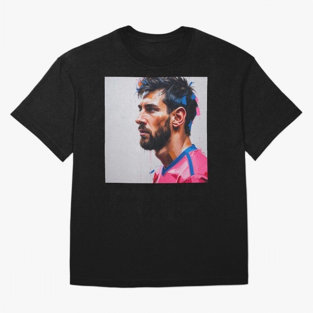 Vibrant Artistic Portrait of Lionel Messi (GOAT) - Digital painting (Version 5) Classic T-Shirt Carry the Dream of FIFA World Cup 2026 for Fans of Messi and France and Portugal, Bringing Retro Football Energy, Iconic Rivalries, Trophy Chase Drama