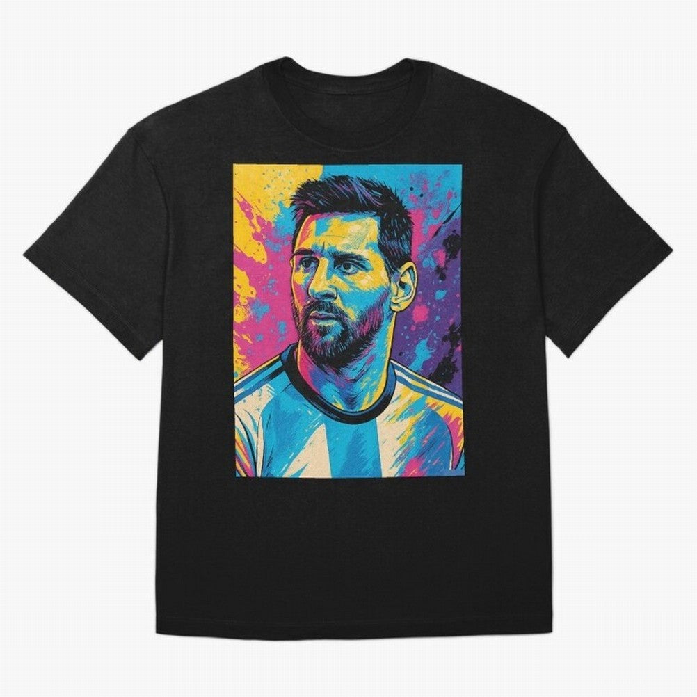 Messi Pop Art Portrait Oversized T-Shirt Follow the Final Road of the FIFA World Cup 2026 Group Stage Journey through Neymar Highlights, Brazil Pride, Soccer Culture, Superstar Moments, National Team Dreams and Competitive Fire; Ideal for