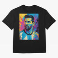 Messi Pop Art Portrait Oversized T-Shirt Follow the Final Road of the FIFA World Cup 2026 Group Stage Journey through Neymar Highlights, Brazil Pride, Soccer Culture, Superstar Moments, National Team Dreams and Competitive Fire; Ideal for