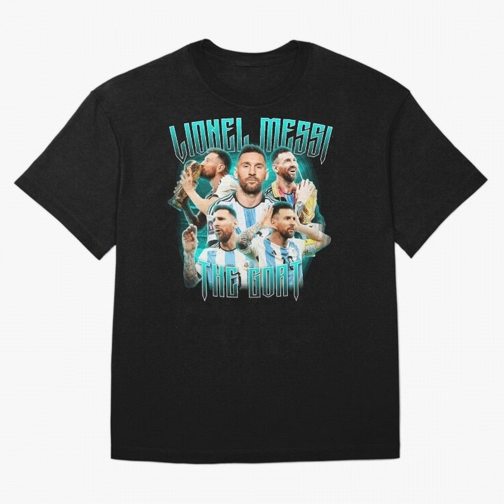 Messi Pop Art Portrait Oversized T-Shirt Honor Champions and Dreams in Match Day Hype around FIFA World Cup 2026 Group Stage, Haaland, Spain, Retro Football Energy, Iconic Rivalries, Trophy Chase Drama and Stadium Atmosphere; Ideal for Passionate