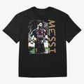 Messi Pop Art Portrait Oversized T-Shirt Celebrate Rivalries and Pride in FIFA World Cup 2026 Group Stage for Fans of Messi and Cristiano Ronaldo and England, Bringing Global Supporter Spirit, Legendary Goals, National Colors and Tournament