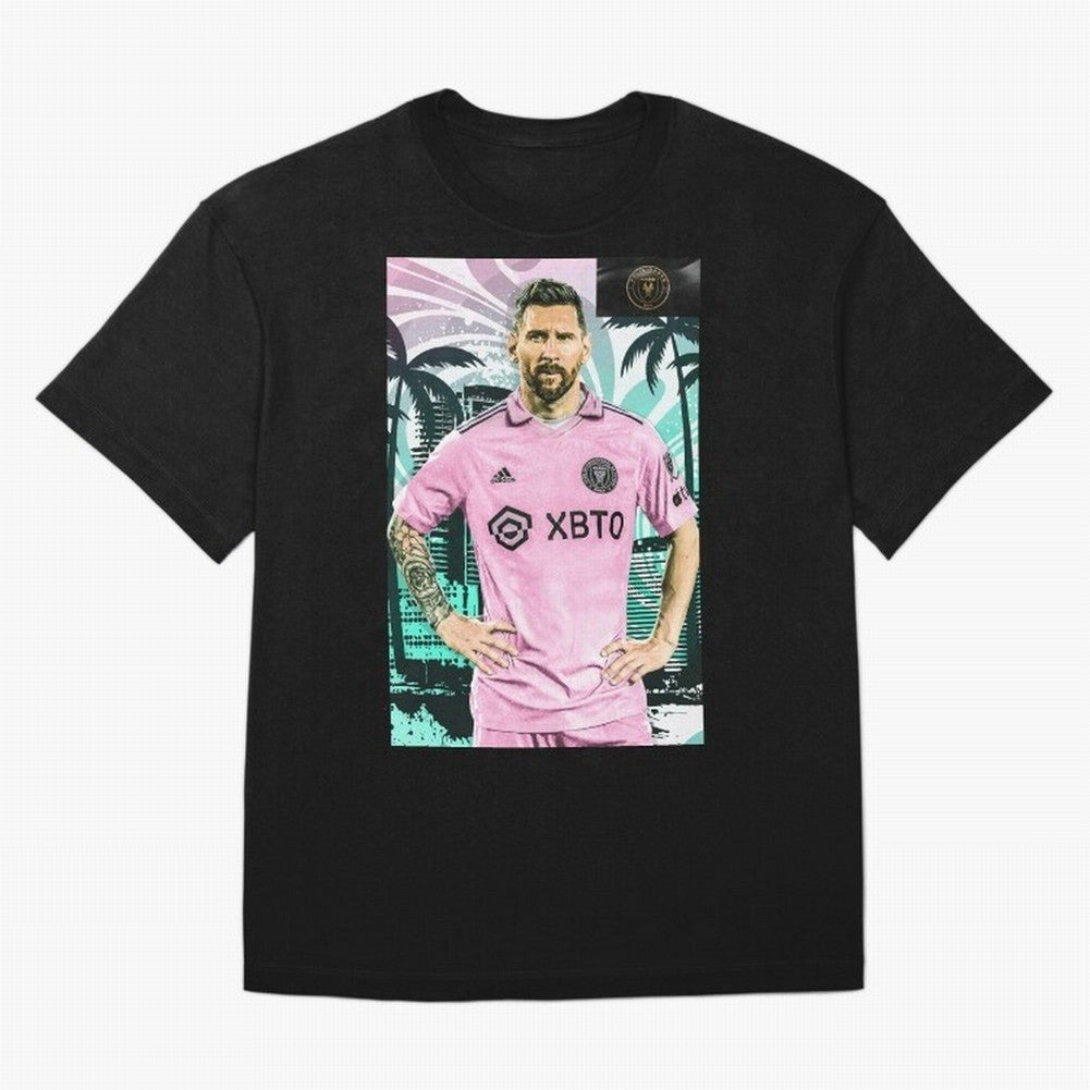 Messi Pop Art Portrait Oversized T-Shirt Bring FIFA World Cup 2026 Capturing Messi, CR7 and Mbappe, England Energy, Vintage Soccer Flavor, Modern Football Stars, National Flags and Final Night Emotion; Great for Supporters Who Love Legendary