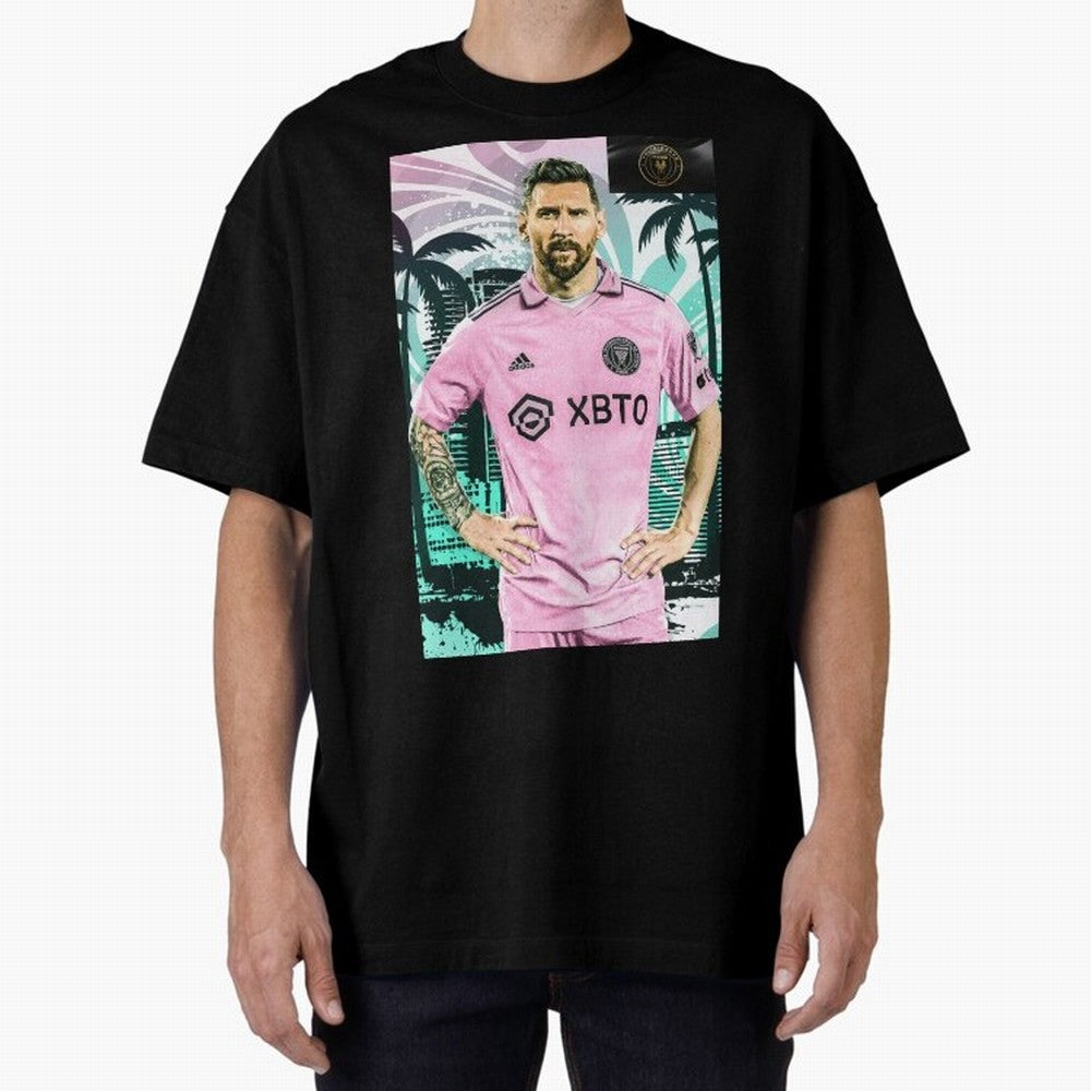 Messi Pop Art Portrait Oversized T-Shirt Bring FIFA World Cup 2026 Capturing Messi, CR7 and Mbappe, England Energy, Vintage Soccer Flavor, Modern Football Stars, National Flags and Final Night Emotion; Great for Supporters Who Love Legendary