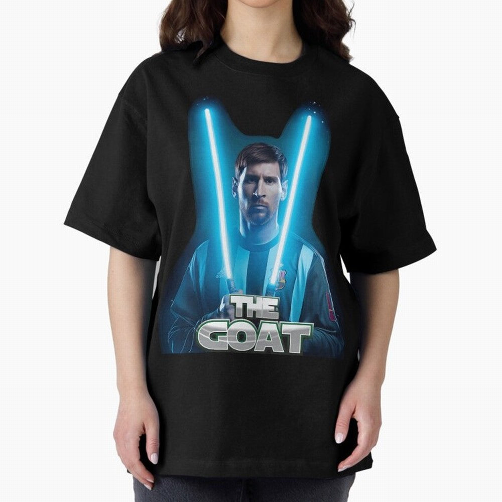 Messi Pop Art Portrait Oversized T-Shirt Embrace FIFA World Cup 2026 with Mbappe and Neymar, Spain Energy, Sports Nostalgia, International Competition, Famous Players and Unforgettable Victories; Made for Collectors Who Enjoy Iconic Players,