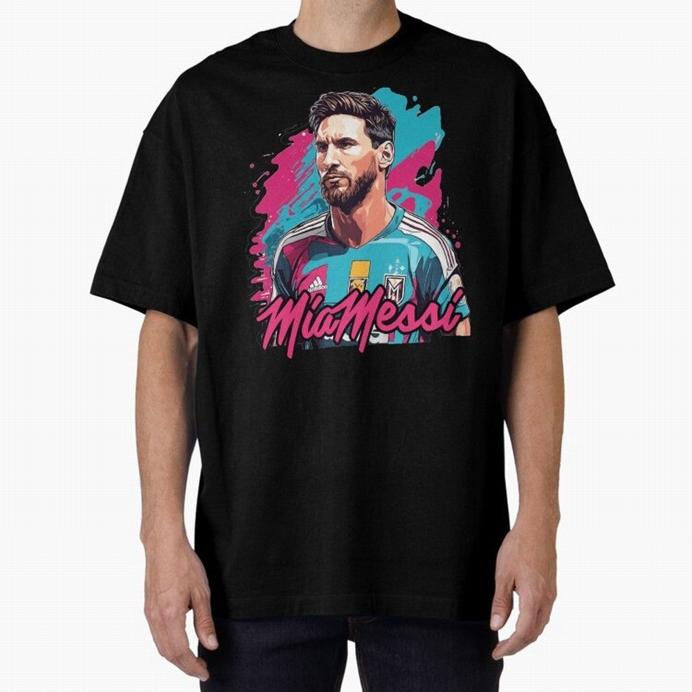 Messi Pop Art Portrait Oversized T-Shirt Make Game Day About the FIFA World Cup 2026 Group Stage Journey through Cristiano Ronaldo, Haaland and CR7 Highlights, France and Portugal Pride, Vintage Soccer Flavor, Modern Football Stars, National Flags