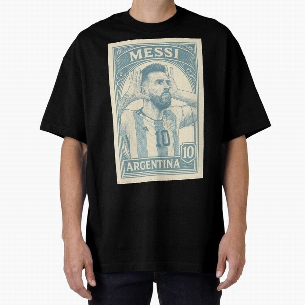 Lionel Messi Vintage Stamp Poster ¨C Argentina #10 Retro Football Art ¨C Barcelona Legend Illustration Classic T-Shirt Capture FIFA World Cup 2026 for Fans of Neymar and Argentina and Brazil, Bringing Worldwide Fan Energy, Dramatic Goals, Stadium