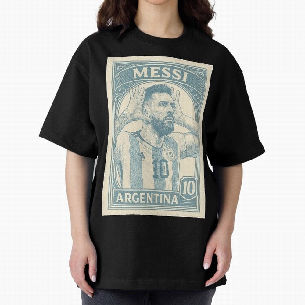 Lionel Messi Vintage Stamp Poster ¨C Argentina #10 Retro Football Art ¨C Barcelona Legend Illustration Classic T-Shirt Capture FIFA World Cup 2026 for Fans of Neymar and Argentina and Brazil, Bringing Worldwide Fan Energy, Dramatic Goals, Stadium