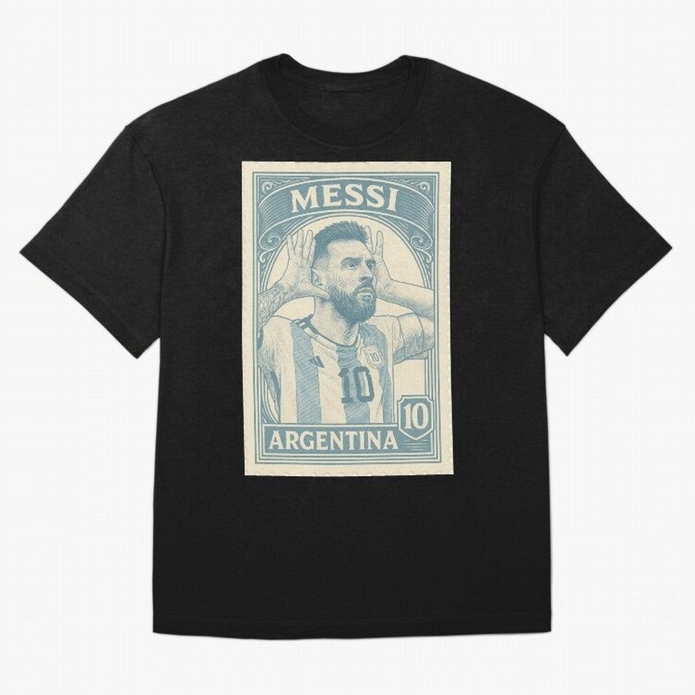 Lionel Messi Vintage Stamp Poster ¨C Argentina #10 Retro Football Art ¨C Barcelona Legend Illustration Classic T-Shirt Capture FIFA World Cup 2026 for Fans of Neymar and Argentina and Brazil, Bringing Worldwide Fan Energy, Dramatic Goals, Stadium