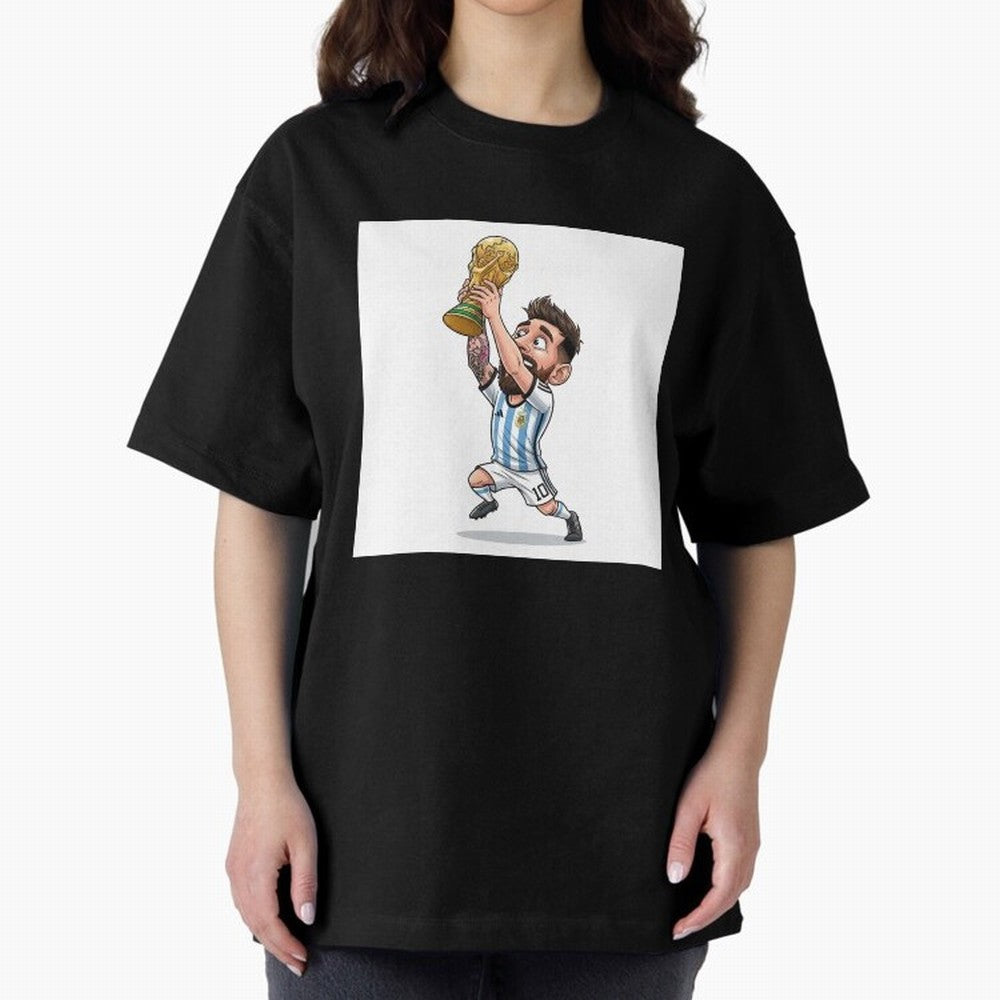 Lionel Messi Oversized T-Shirt Cheer for Match Day Hype around FIFA World Cup 2026 USA Canada Mexico, Mbappe and Neymar, Argentina and Brazil, Football Passion, Legendary Performances, Festival Vibes and Supporter Community; Ideal for Football