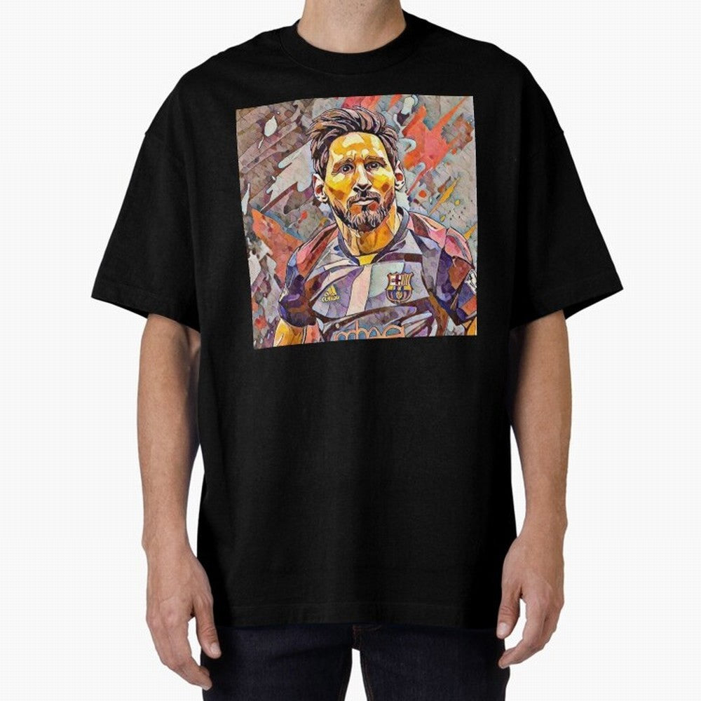 Messi art Oversized T-Shirt Follow the Road to Global Football Passion for FIFA World Cup 2026 USA Canada Mexico, Built around CR7 and Messi, Brazil, Retro Football Energy, Iconic Rivalries, Trophy Chase Drama and Stadium Atmosphere; Perfect for
