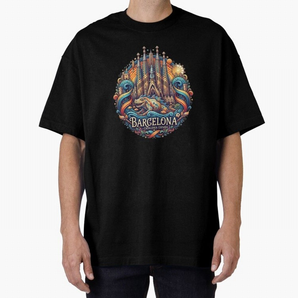 BARCELONA Oversized T-Shirt Stand with Global Football Passion for FIFA World Cup 2026 Group Stage, Driven by Mbappe and Neymar, Argentina, Championship Spirit, Famous Goals, Roaring Crowds and International Football Unity; Perfect for People Who