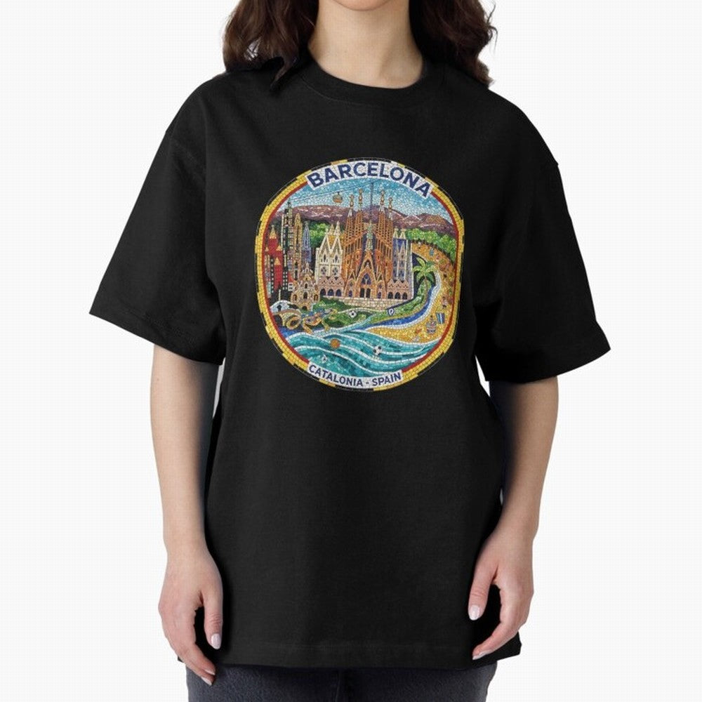 BARCELONA Oversized T-Shirt Share Global Football Passion for FIFA World Cup 2026 USA Canada Mexico, Inspired by Neymar, Germany, Vintage Soccer Flavor, Modern Football Stars, National Flags and Final Night Emotion; Made for Collectors Who Enjoy