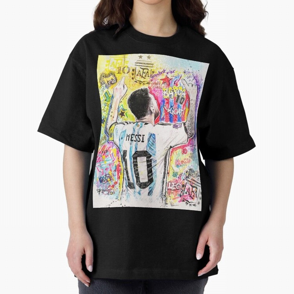 Lionel Messi Oversized T-Shirt Bring Global Tournament Vibes to FIFA World Cup 2026 USA Canada Mexico Filled with Messi, Neymar and Mbappe, Spain Energy, Vintage Soccer Flavor, Modern Football Stars, National Flags and Final Night Emotion; Made for