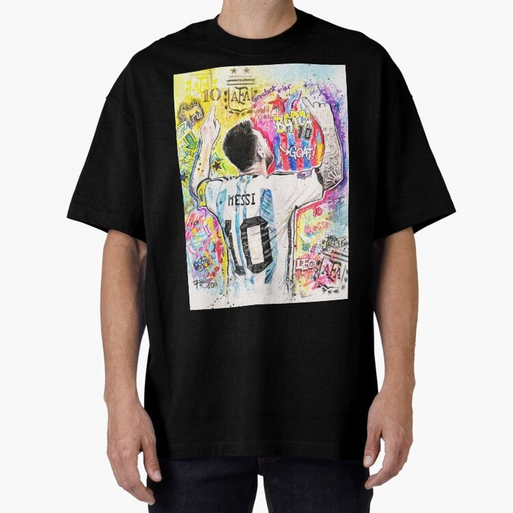 Lionel Messi Oversized T-Shirt Bring Global Tournament Vibes to FIFA World Cup 2026 USA Canada Mexico Filled with Messi, Neymar and Mbappe, Spain Energy, Vintage Soccer Flavor, Modern Football Stars, National Flags and Final Night Emotion; Made for