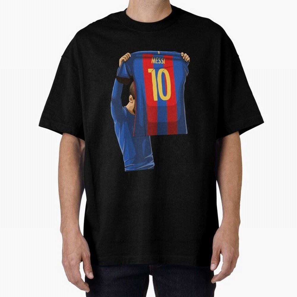 Lionel Messi Oversized T-Shirt Celebrate the Magic of Global Football Passion for FIFA World Cup 2026, Filled with Messi, CR7 and Mbappe, France and Portugal, Retro Football Energy, Iconic Rivalries, Trophy Chase Drama and Stadium Atmosphere; Great