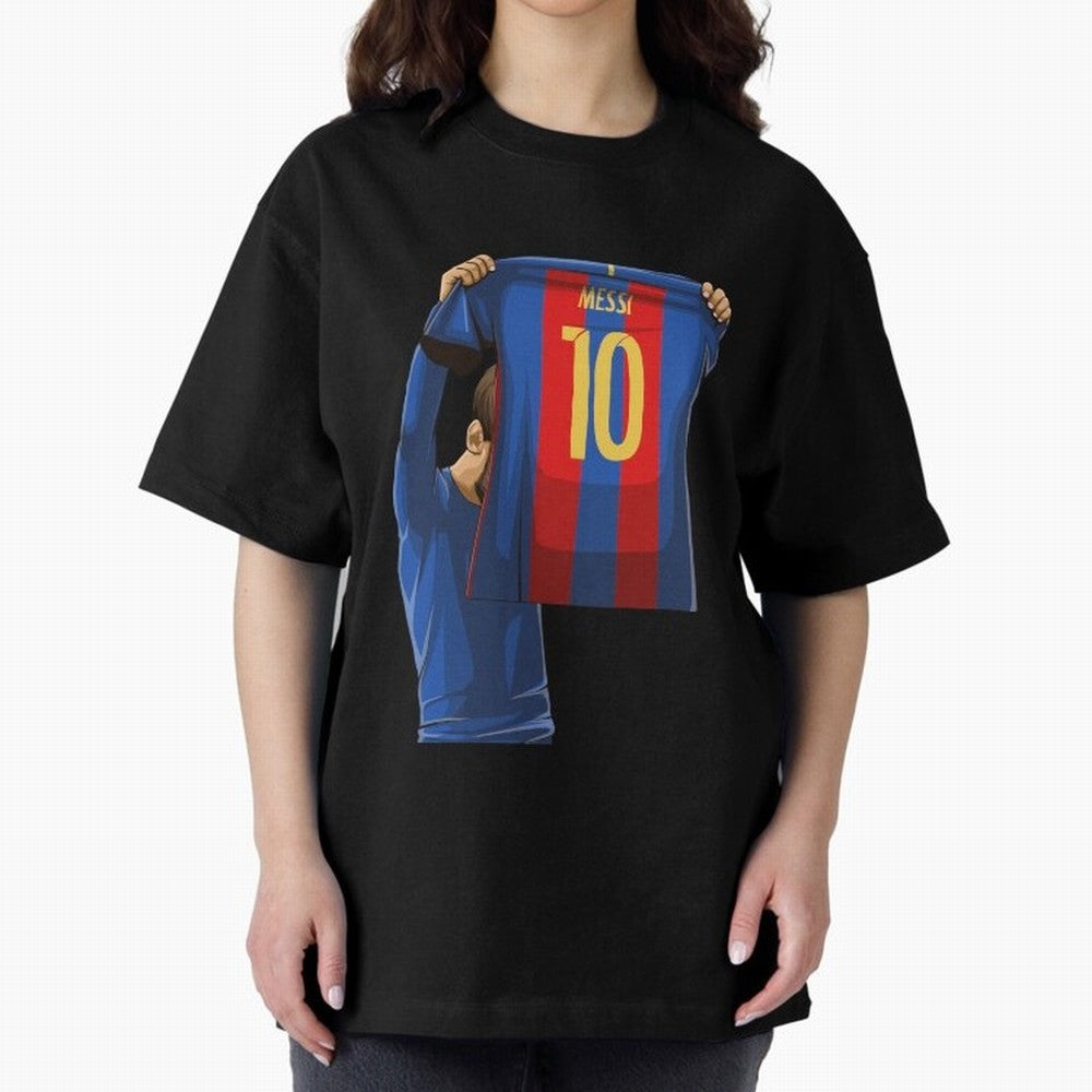 Lionel Messi Oversized T-Shirt Celebrate the Magic of Global Football Passion for FIFA World Cup 2026, Filled with Messi, CR7 and Mbappe, France and Portugal, Retro Football Energy, Iconic Rivalries, Trophy Chase Drama and Stadium Atmosphere; Great