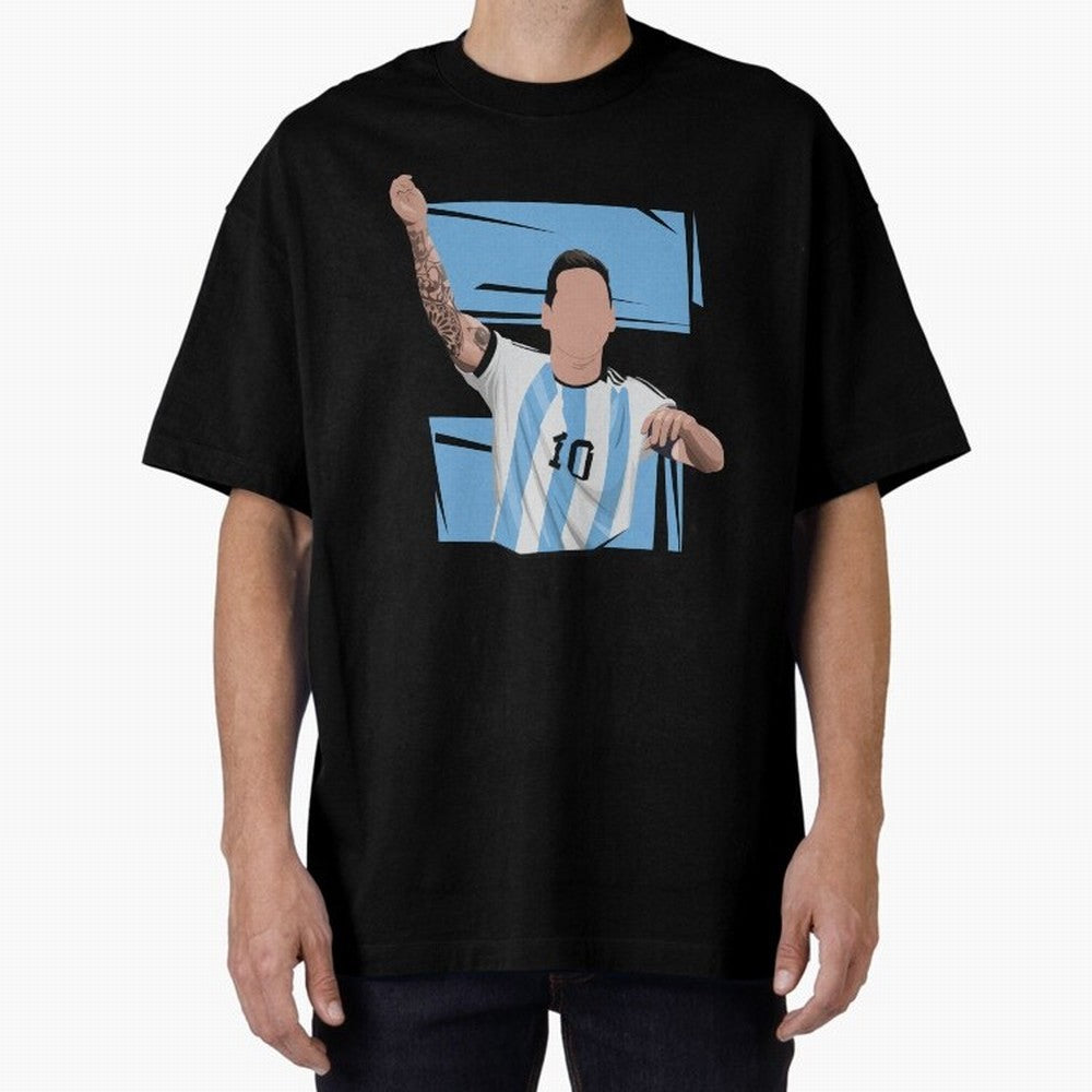 Messi Singing with Crowd World Cup 2022 Oversized T-Shirt Represent Football Lovers during FIFA World Cup 2026 USA Canada Mexico for Fans of CR7 and Argentina, Bringing Goal Celebration Energy, Supporter Heritage, Football Icons and Worldwide