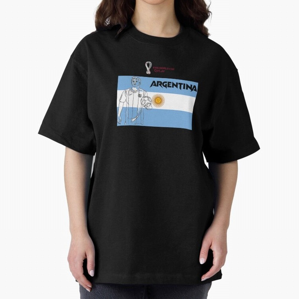 Argentina - FIFA World Cup - Qatar 2022 Oversized T-Shirt Showcase Global Football Passion for FIFA World Cup 2026 Group Stage, Filled with Messi and Cristiano Ronaldo, England, Supporter Pride, Iconic Celebrations, Legendary Names and Global Match
