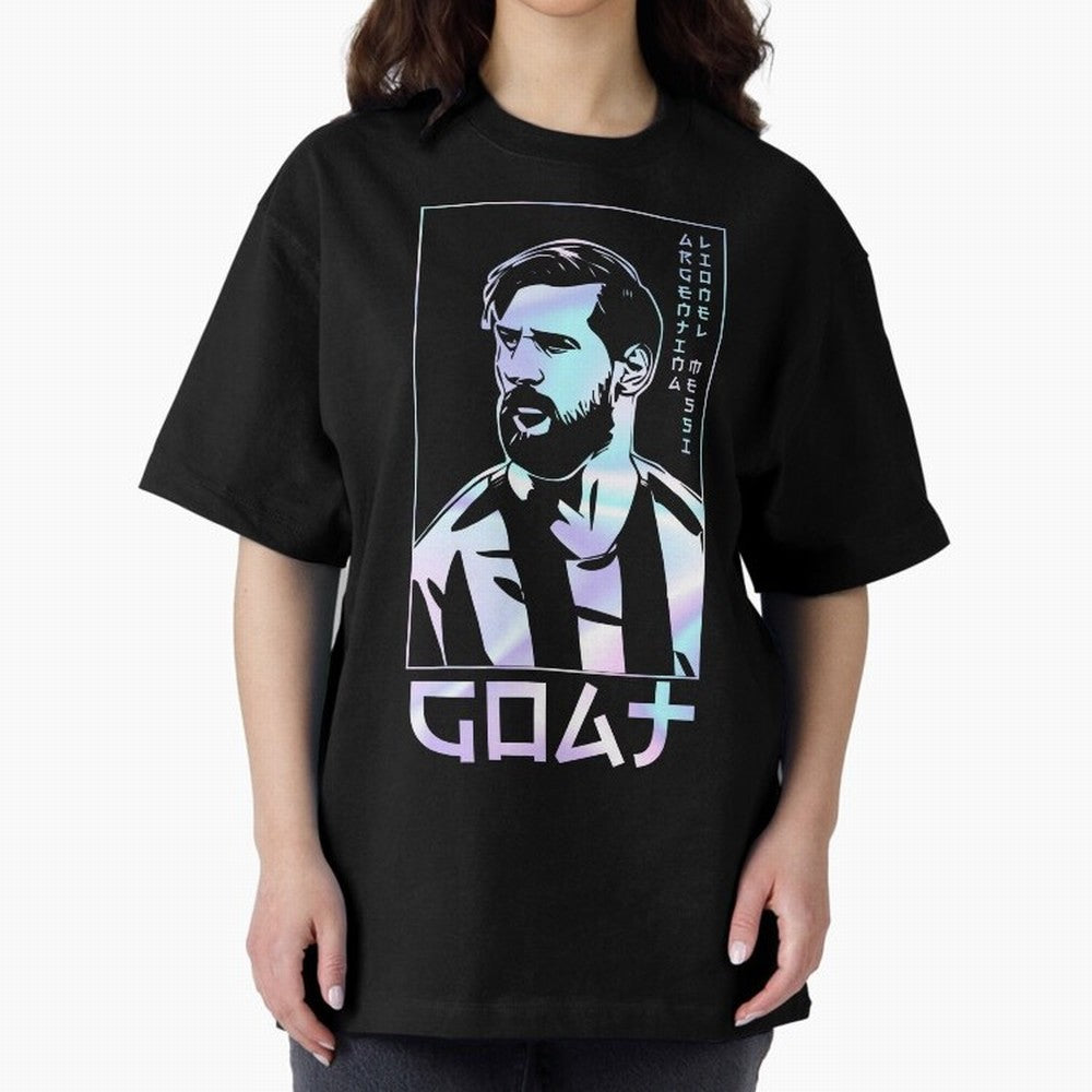 Lionel Messi Holographic Style Portrait art illustration Classic T-Shirt Turn Up for Global Football Passion for FIFA World Cup 2026, Built around Messi, CR7 and Mbappe, Portugal, Spain and Germany, Worldwide Fan Energy, Dramatic Goals, Stadium
