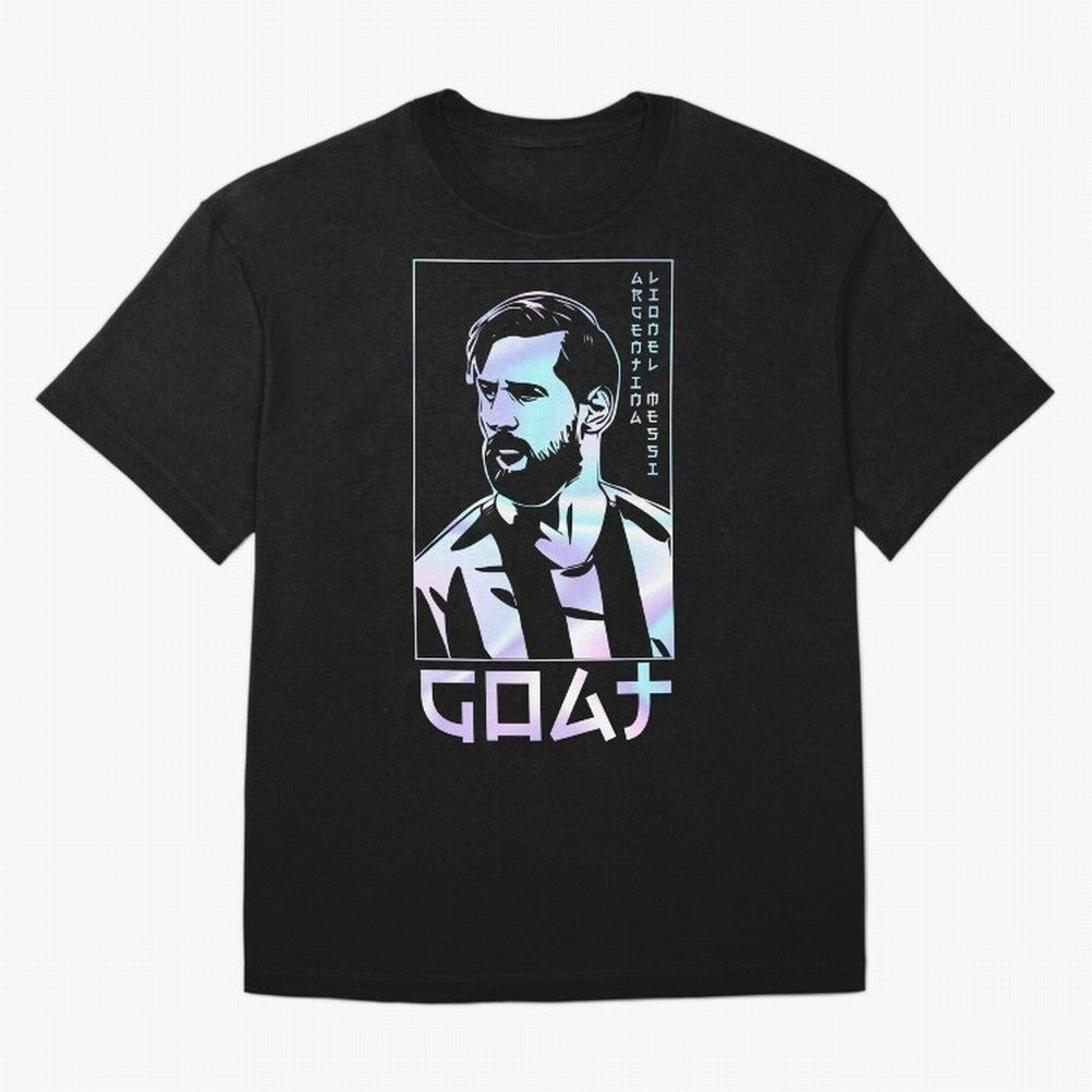 Lionel Messi Holographic Style Portrait art illustration Classic T-Shirt Turn Up for Global Football Passion for FIFA World Cup 2026, Built around Messi, CR7 and Mbappe, Portugal, Spain and Germany, Worldwide Fan Energy, Dramatic Goals, Stadium