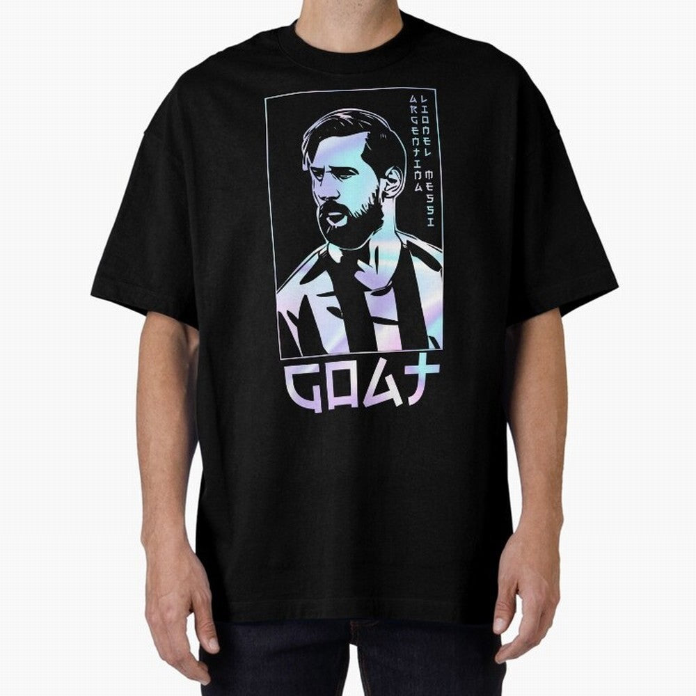 Lionel Messi Holographic Style Portrait art illustration Classic T-Shirt Turn Up for Global Football Passion for FIFA World Cup 2026, Built around Messi, CR7 and Mbappe, Portugal, Spain and Germany, Worldwide Fan Energy, Dramatic Goals, Stadium