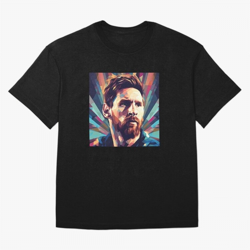 Lionel Messi Portrait Abstract Digital Football Player Classic T-Shirt Celebrate Classic Football Spirit in Global Football Passion for FIFA World Cup 2026 USA Canada Mexico, Centered on Messi, Neymar and Mbappe, Portugal, Spain and Germany,
