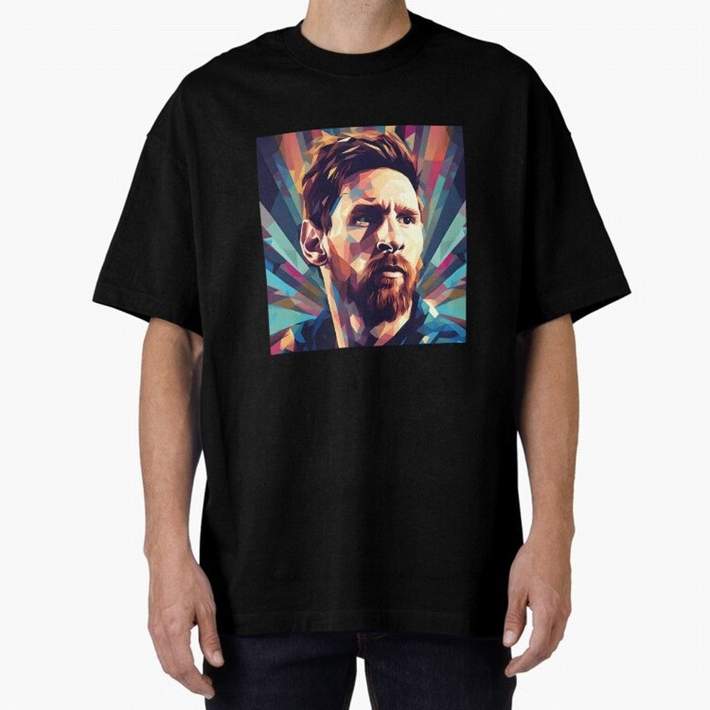 Lionel Messi Portrait Abstract Digital Football Player Classic T-Shirt Celebrate Classic Football Spirit in Global Football Passion for FIFA World Cup 2026 USA Canada Mexico, Centered on Messi, Neymar and Mbappe, Portugal, Spain and Germany,