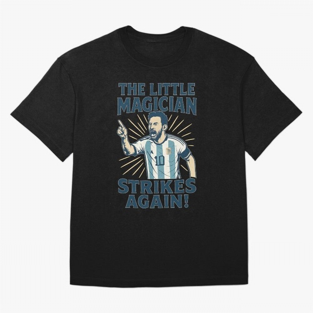 Messi - The Magician Oversized T-Shirt Represent the Passion of FIFA World Cup 2026 USA Canada Mexico Spirit, with Argentina, France and Brazil, Messi, Neymar and Mbappe, Supporter Pride, Iconic Celebrations, Legendary Names and Global Match Day