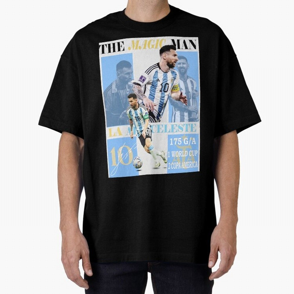 Lionel Messi Argentina World Cup 2022 Champion Victory Poster Oversized T-Shirt Live the Energy of Global Football Passion for FIFA World Cup 2026 Group Stage, with Mbappe and Neymar, Argentina, Fan Favorite Moments, National Team Passion, Big