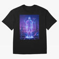 Lionel Messi (GOAT) Hologram in Futuristic Cyberpunk City (Version 4) Classic T-Shirt Step into Match Day Hype around FIFA World Cup 2026 Group Stage, CR7, Brazil, Portugal and Argentina, Soccer Culture, Superstar Moments, National Team Dreams and