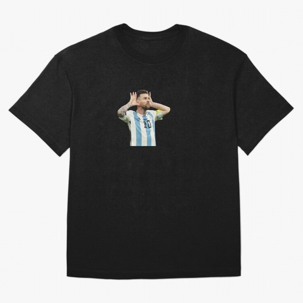 Lionel Messi Argentina Celebration Sticker Oversized T-Shirt Back the Journey through the FIFA World Cup 2026 USA Canada Mexico Journey through Cristiano Ronaldo Highlights, Portugal, Spain and Germany Pride, Goal Celebration Energy, Supporter