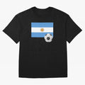 Flag of Argentina with a Football Oversized T-Shirt Stand Out with Spirit from FIFA World Cup 2026 USA Canada Mexico Spirit, with Argentina and Brazil, Haaland, Global Supporter Spirit, Legendary Goals, National Colors and Tournament Celebration;