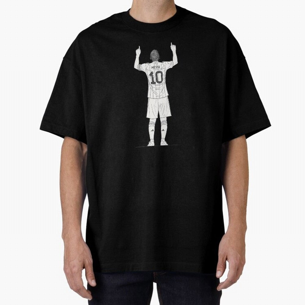 Lionel Messi minimalist sketch Oversized T-Shirt Make Every Match About Match Day Hype around FIFA World Cup 2026, CR7 and Messi, England and Germany, Match Day Excitement, Supporter Culture, Golden Goals and Global Football Passion; Great for