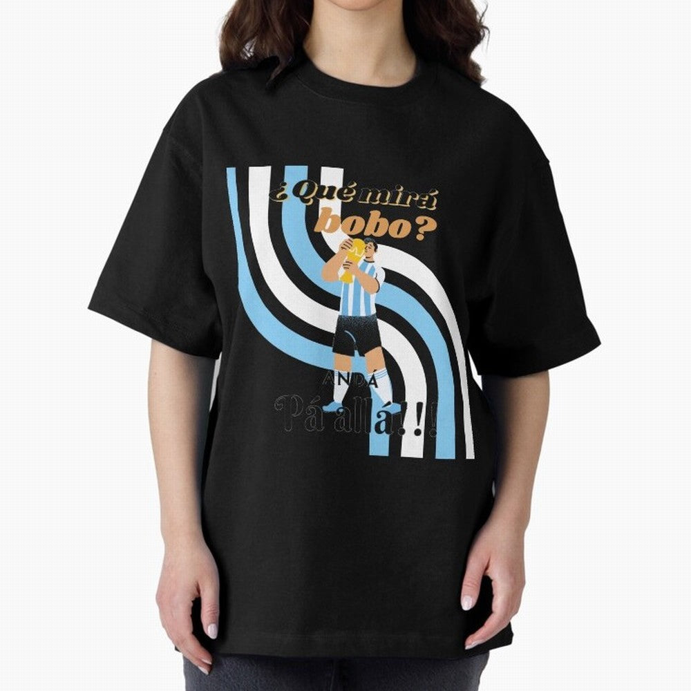 Vintage Messi Argentina Que Mira Bobo Oversized T-Shirt Step into the FIFA World Cup 2026 Group Stage Journey through CR7 Highlights, England Pride, Championship Spirit, Famous Goals, Roaring Crowds and International Football Unity; Ideal for Fans