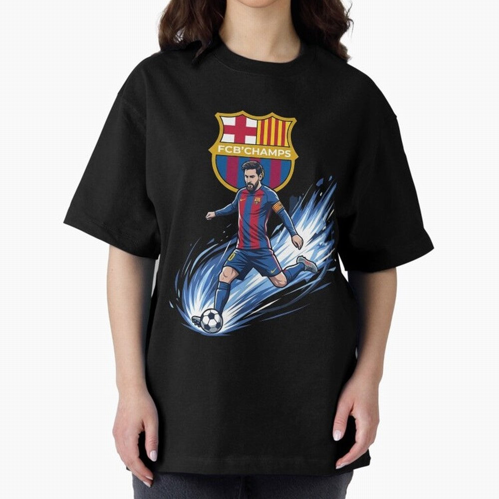 FC Barcelona Champs - The Goat Edition Oversized T-Shirt Join Supporters Worldwide for FIFA World Cup 2026 Group Stage Spirit, Celebrating England, France and Netherlands, CR7 and Messi, Champion Mindset, Group Stage Buzz, Knockout Tension and