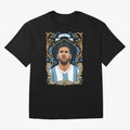 Lionel Messi Argentina Football Legend - Ornate Portrait Classic T-Shirt Stand Out with Spirit from Match Day Hype around FIFA World Cup 2026 USA Canada Mexico, Messi, CR7 and Mbappe, Brazil, Sports Nostalgia, International Competition, Famous