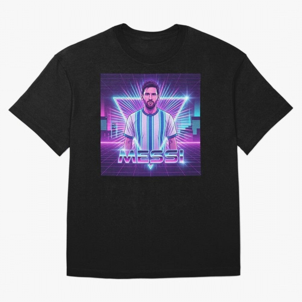 ?Argentina Football Legend Messi Cyberpunk Retro Futurist Design (Version 5) Classic T-Shirt Join Global Football Passion for FIFA World Cup 2026 USA Canada Mexico, Featuring Messi, Germany, Game Day Rituals, Football Legends, Country Pride and the